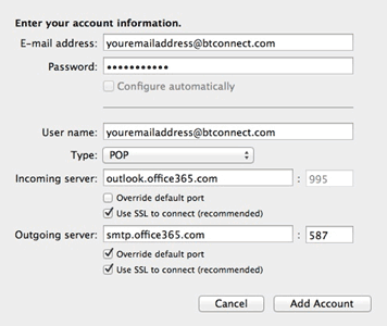 setting up pop student email on outlook 2011 for mac